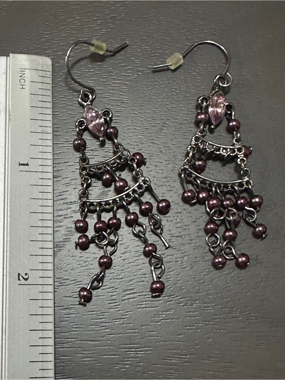 Purple Bead Chandelier Earrings - Women Jewelry